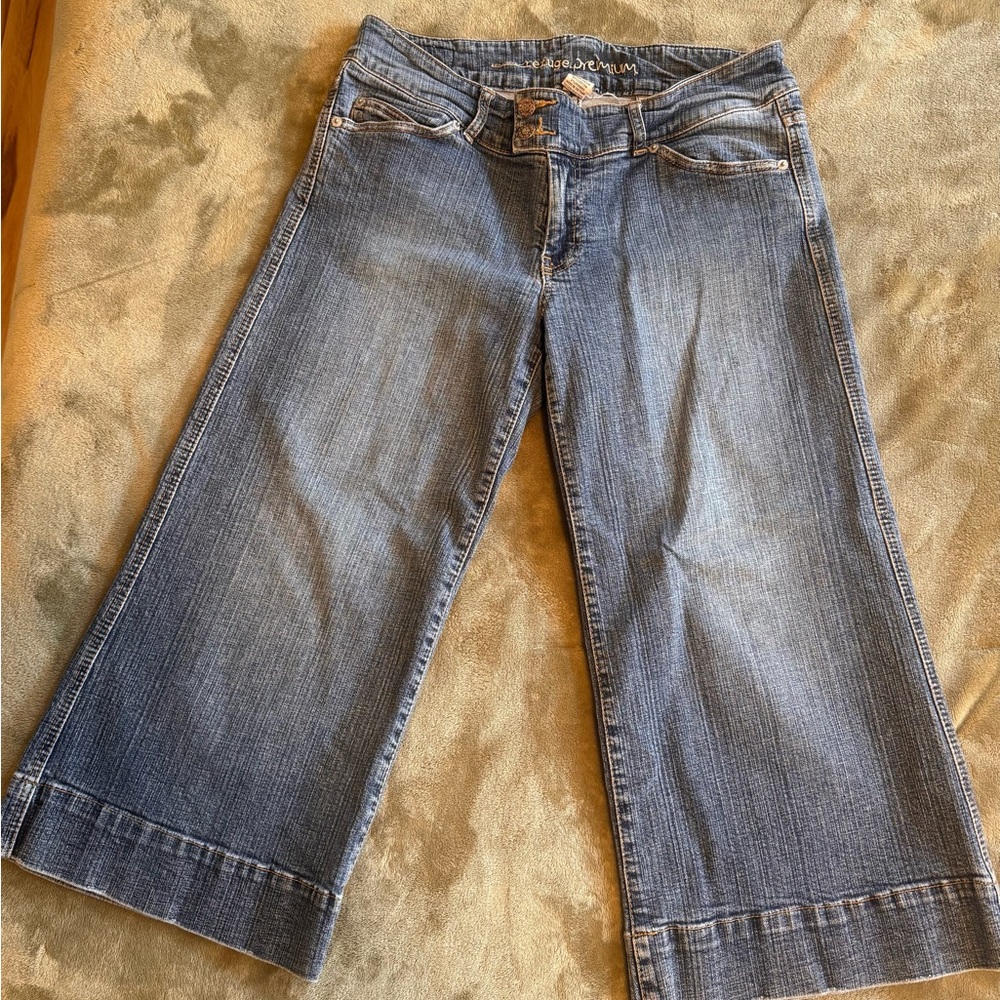 7 For All Mankind Blue Flare Wide Leg Jeans
